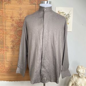 Vintage Mandarin Collar Leopard Print Patterned Shirt